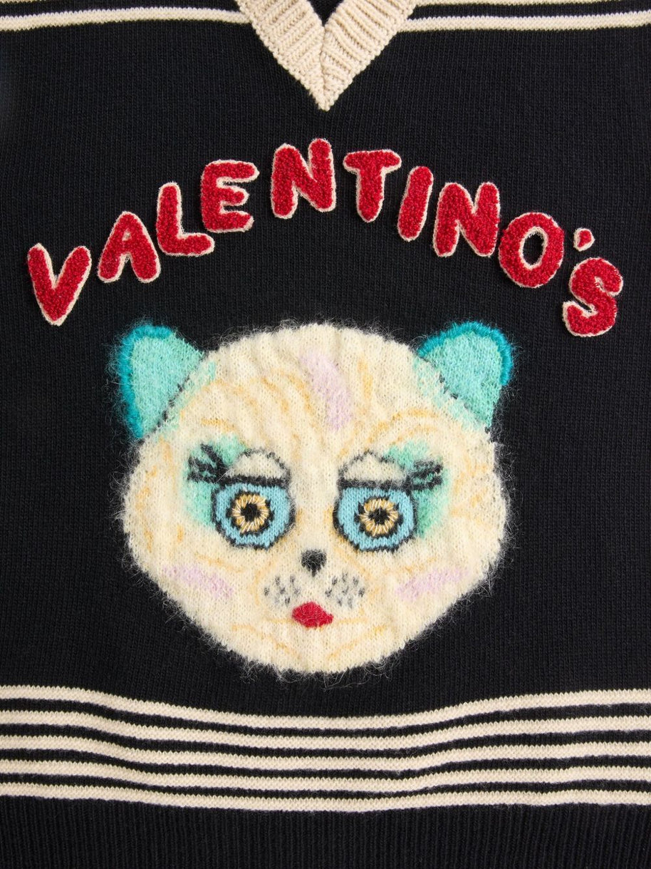 Valentino Le Chat De La Maison Wool Vest - Black