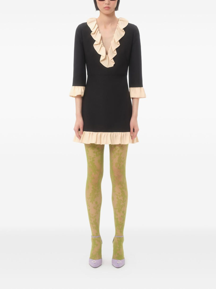 Valentino Wool And Silk Short Dress - Black