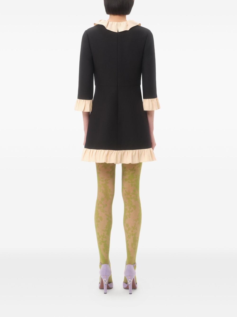Valentino Wool And Silk Short Dress - Black