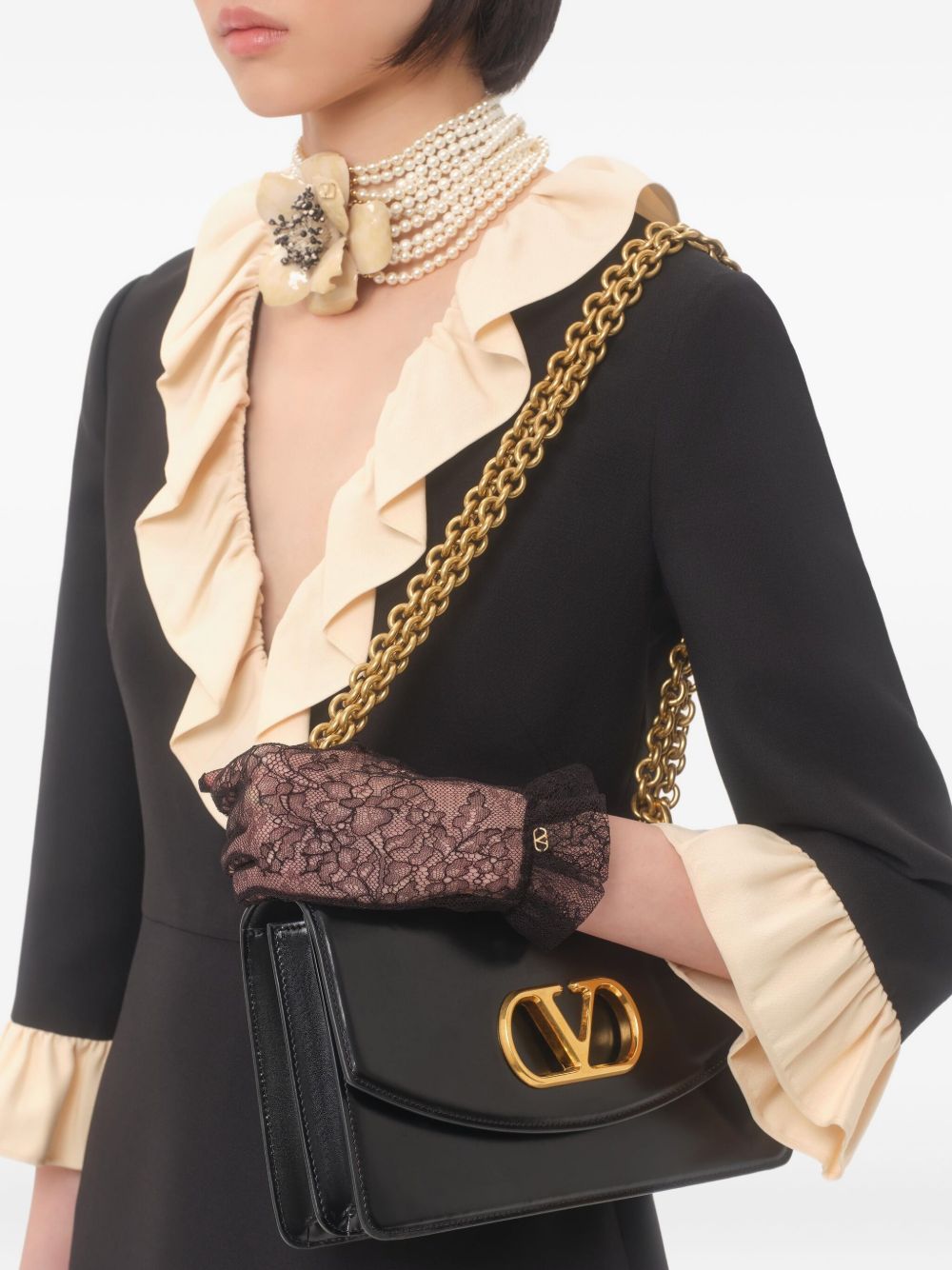 Valentino Wool And Silk Short Dress - Black