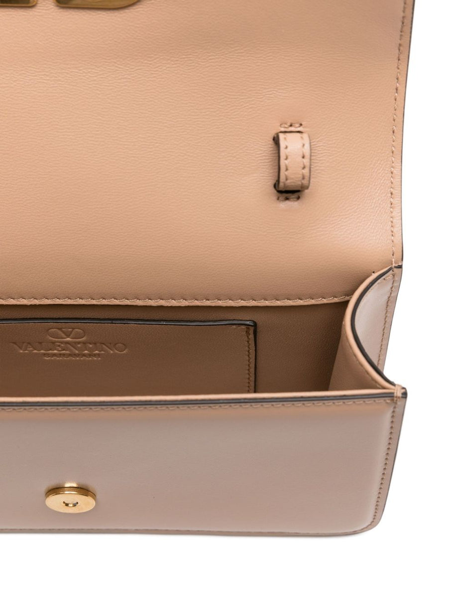 Valentino Garavani Vain Small Leather Clutch Bag - Powder