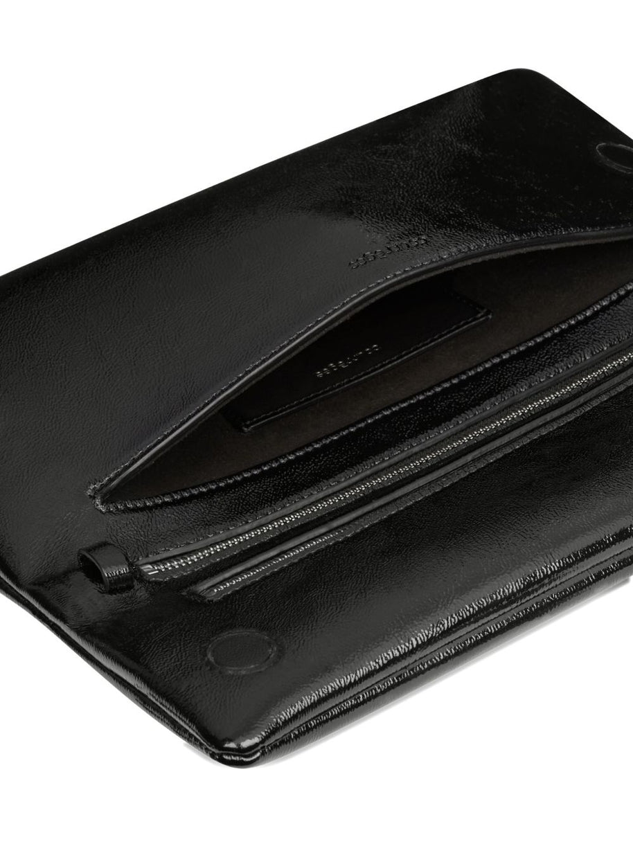 Courreges Cuff Leather Clutch Bag - Black