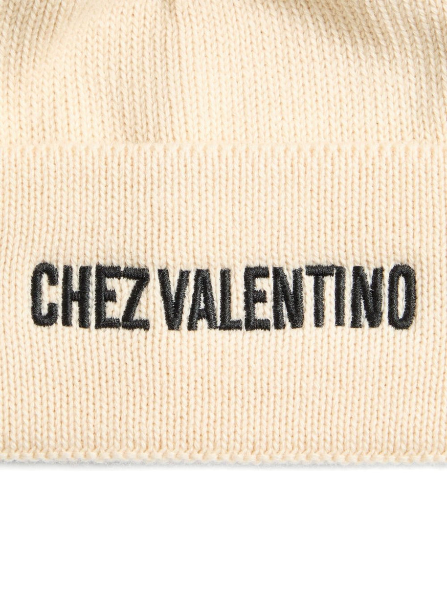 Valentino Garavani Chez Valentino Cotton And Wool Beanie - White