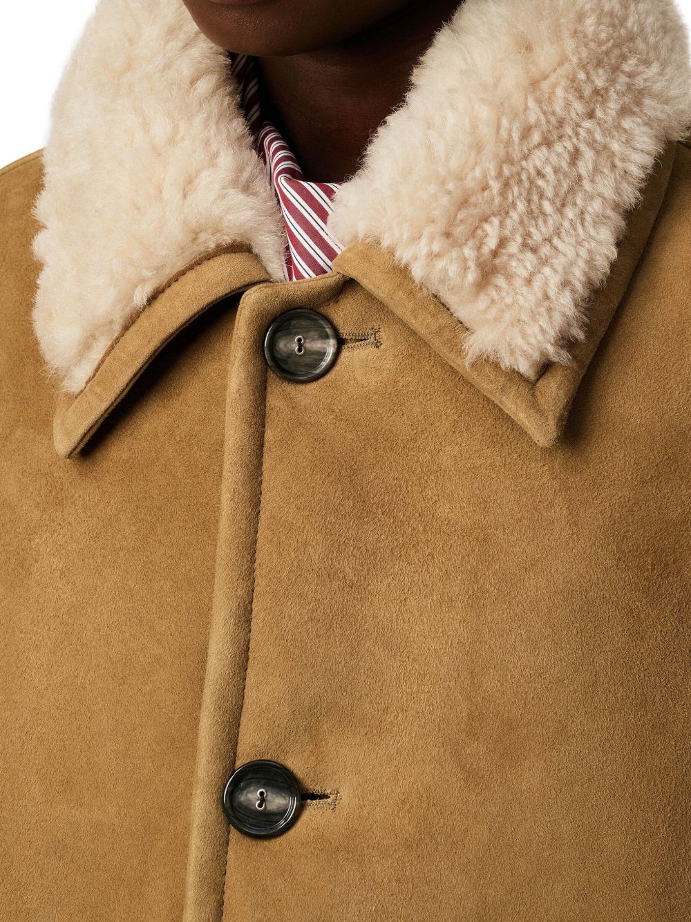 Ami Paris Shearling Leather Jacket Camel