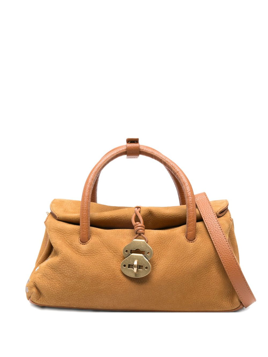 Zanellato Dotta Jones Small Suede Leather Handbag Brown