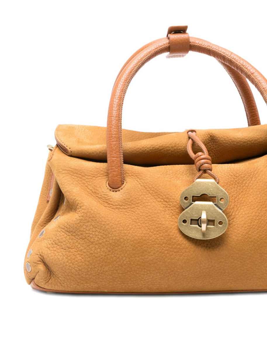 Zanellato Dotta Jones Small Suede Leather Handbag Brown