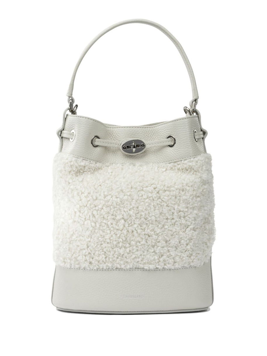 Zanellato Mondà Dolly Small Leather Bucket Bag White