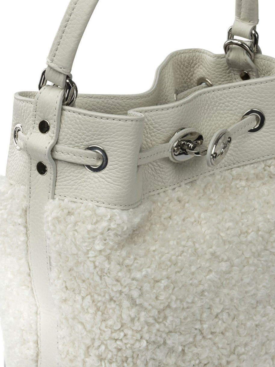 Zanellato Mondà Dolly Small Leather Bucket Bag White