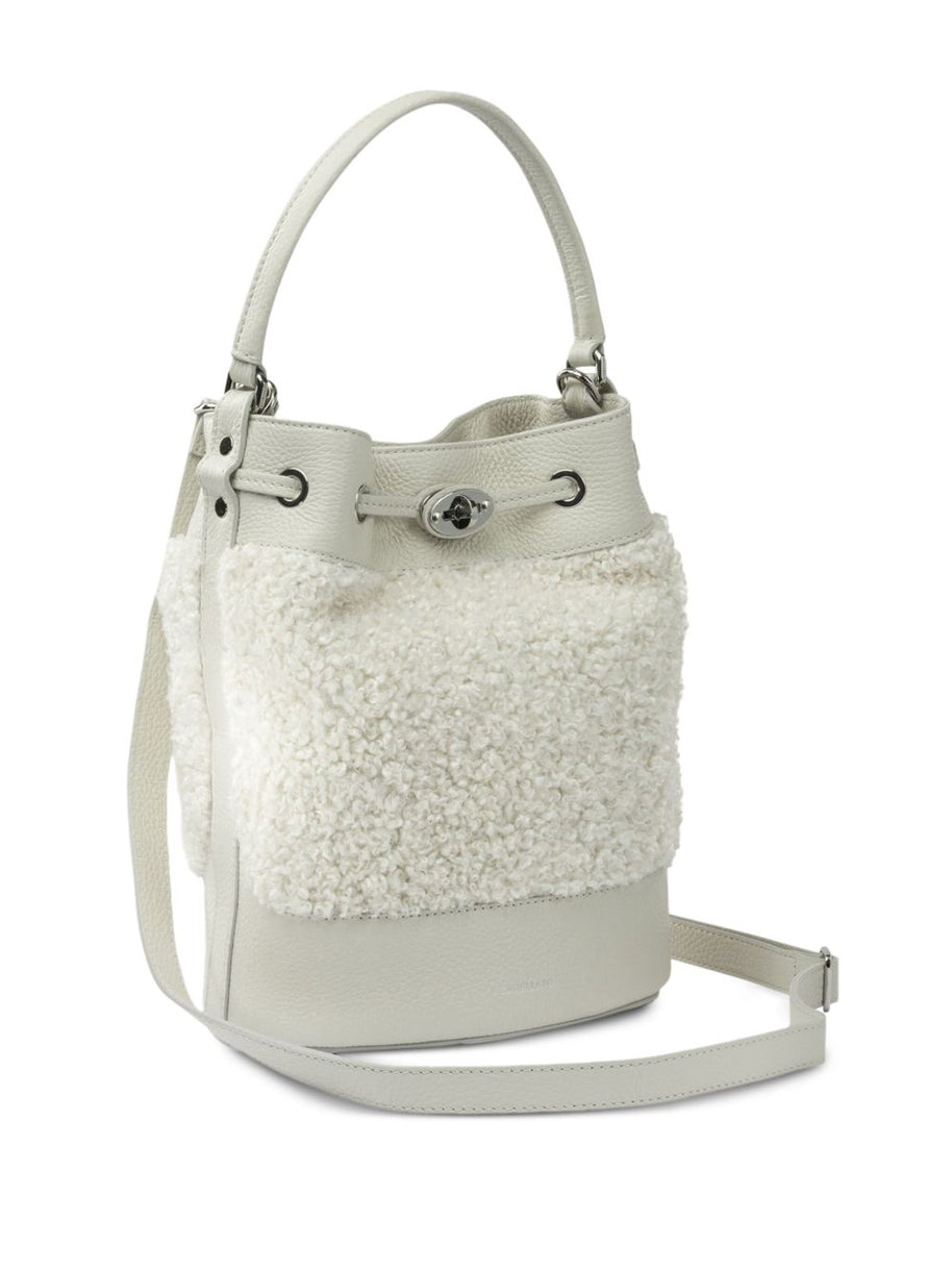 Zanellato Mondà Dolly Small Leather Bucket Bag White