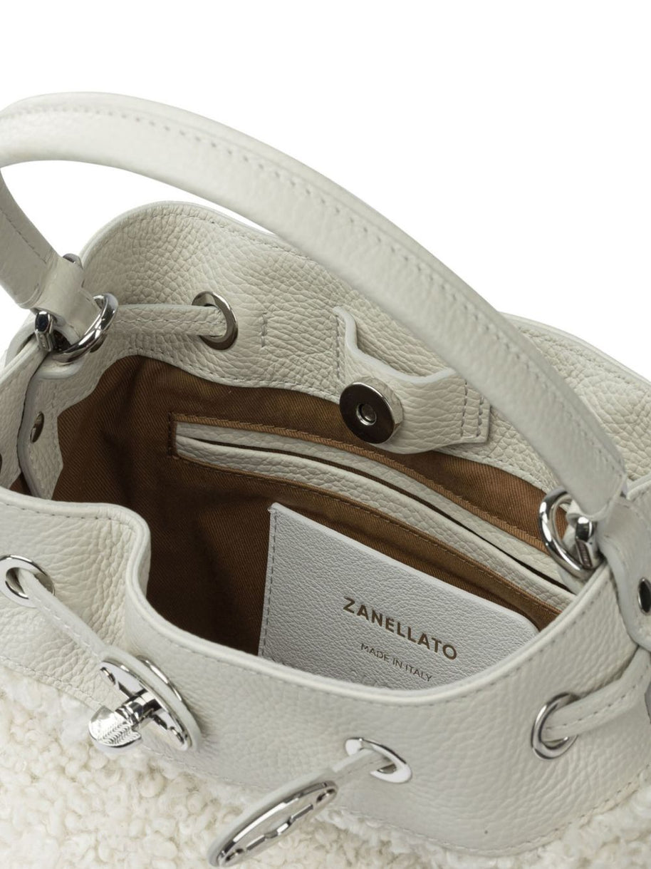 Zanellato Mondà Dolly Small Leather Bucket Bag White