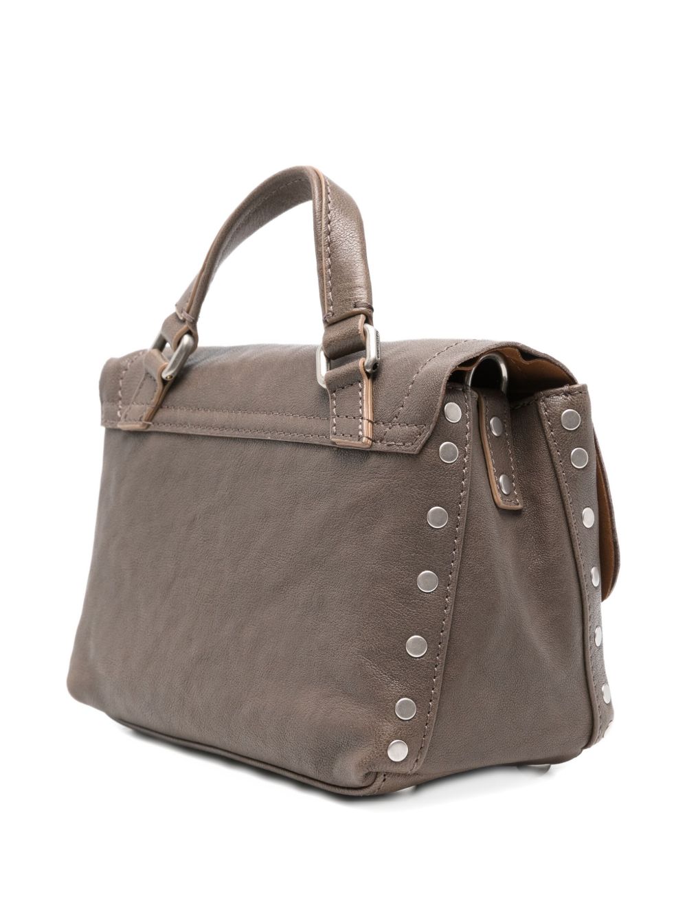 Zanellato Postina Tabacco Baby Leather Handbag Grey