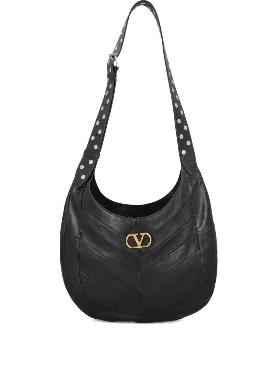 Valentino Garavani Leather Hobo Bag Black