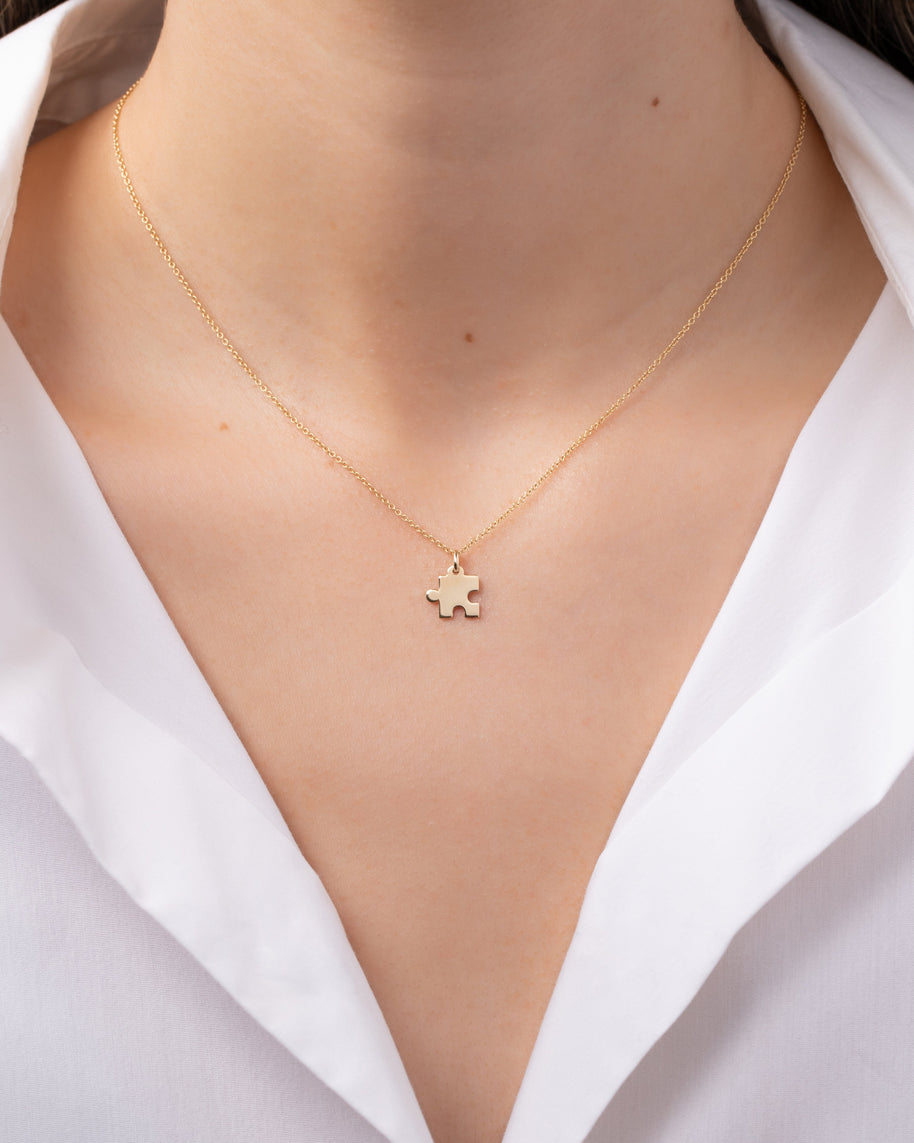 Zoe Lev 14K Gold Puzzle Piece Necklace