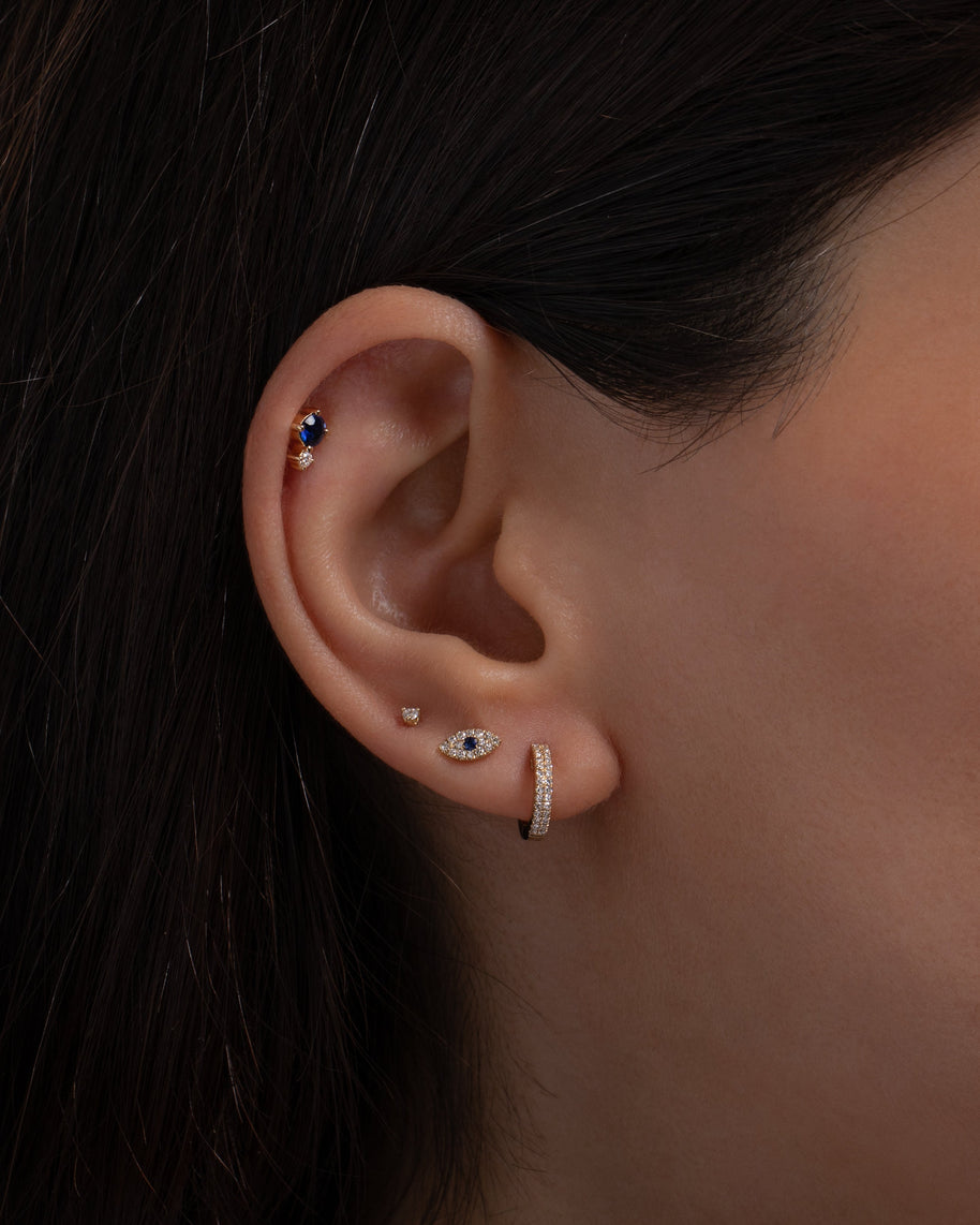 Zoe Lev Double Diamond Huggie Earrings
