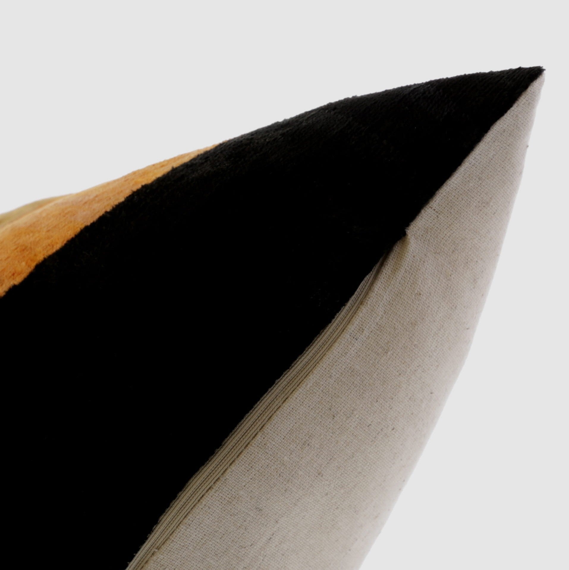 Handmade Silk Velvet Striped Throw Pillow - 20x20, Bold White, Gold, Orange, And Black Design With Down Feather Insert