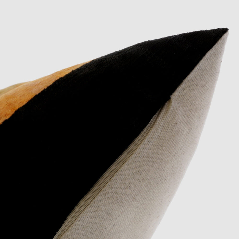 Handmade Silk Velvet Striped Throw Pillow - 20x20, Bold White, Gold, Orange, And Black Design With Down Feather Insert