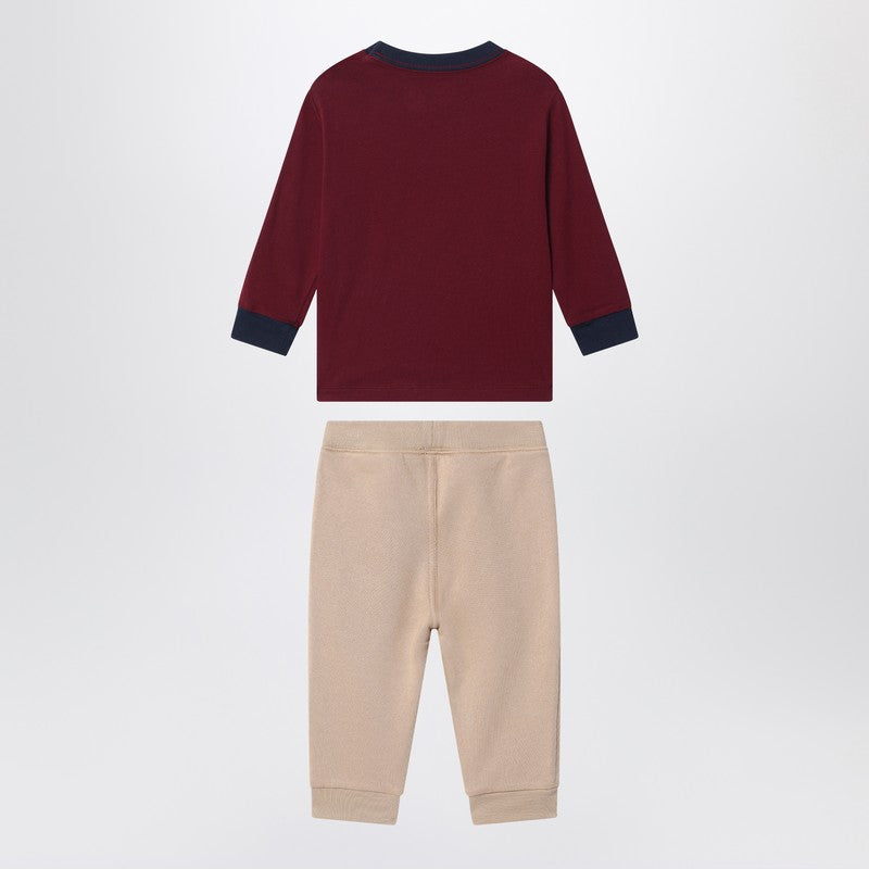 Polo Ralph Lauren Kids' Two-piece Polo Bear Set In Burgundy/beige