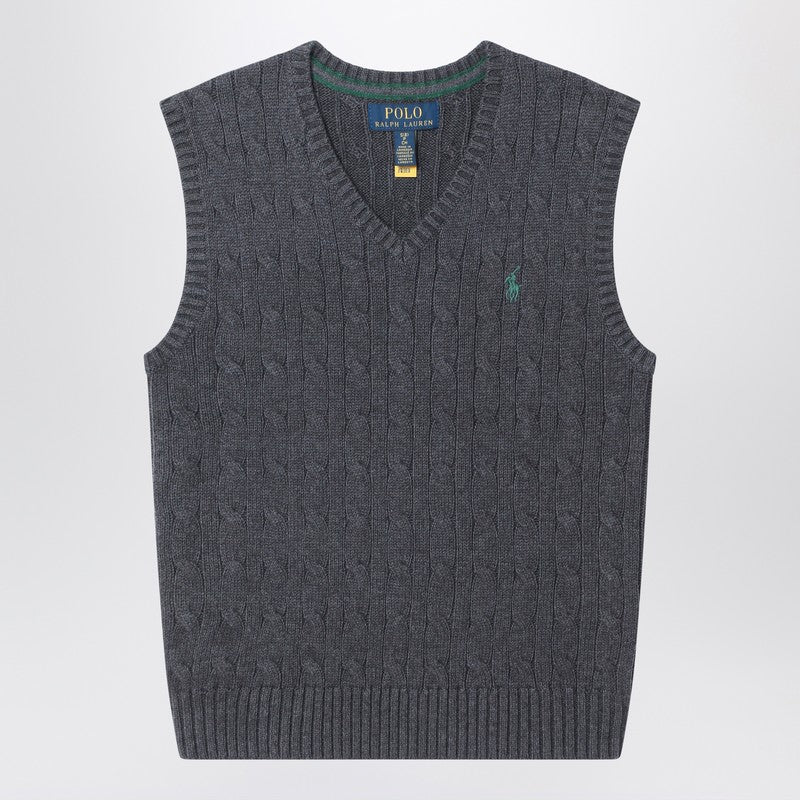 Polo Ralph Lauren Kids' Grey Cable-knit Cotton Vest