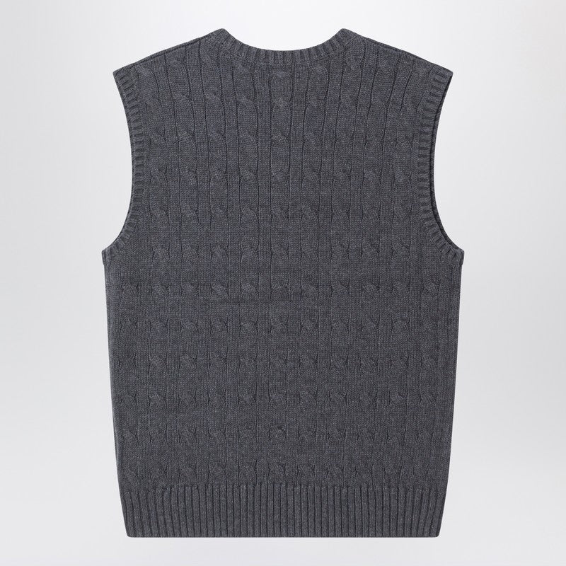 Polo Ralph Lauren Kids' Grey Cable-knit Cotton Vest