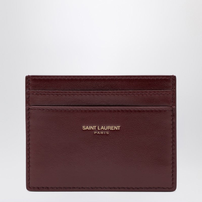Saint Laurent Dark Ruby Leather Credit Card Holder