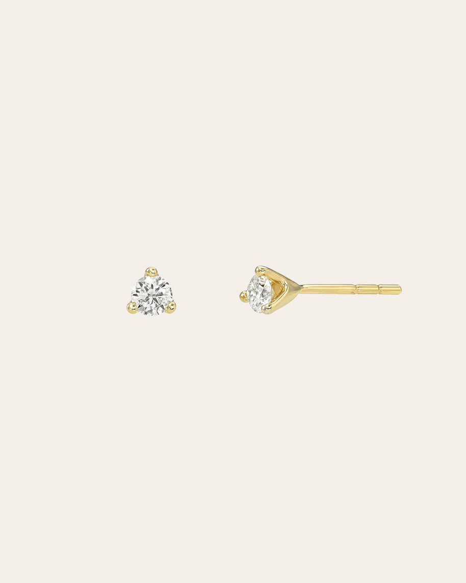 Zoe Lev 3 Prong Diamond Stud Earrings