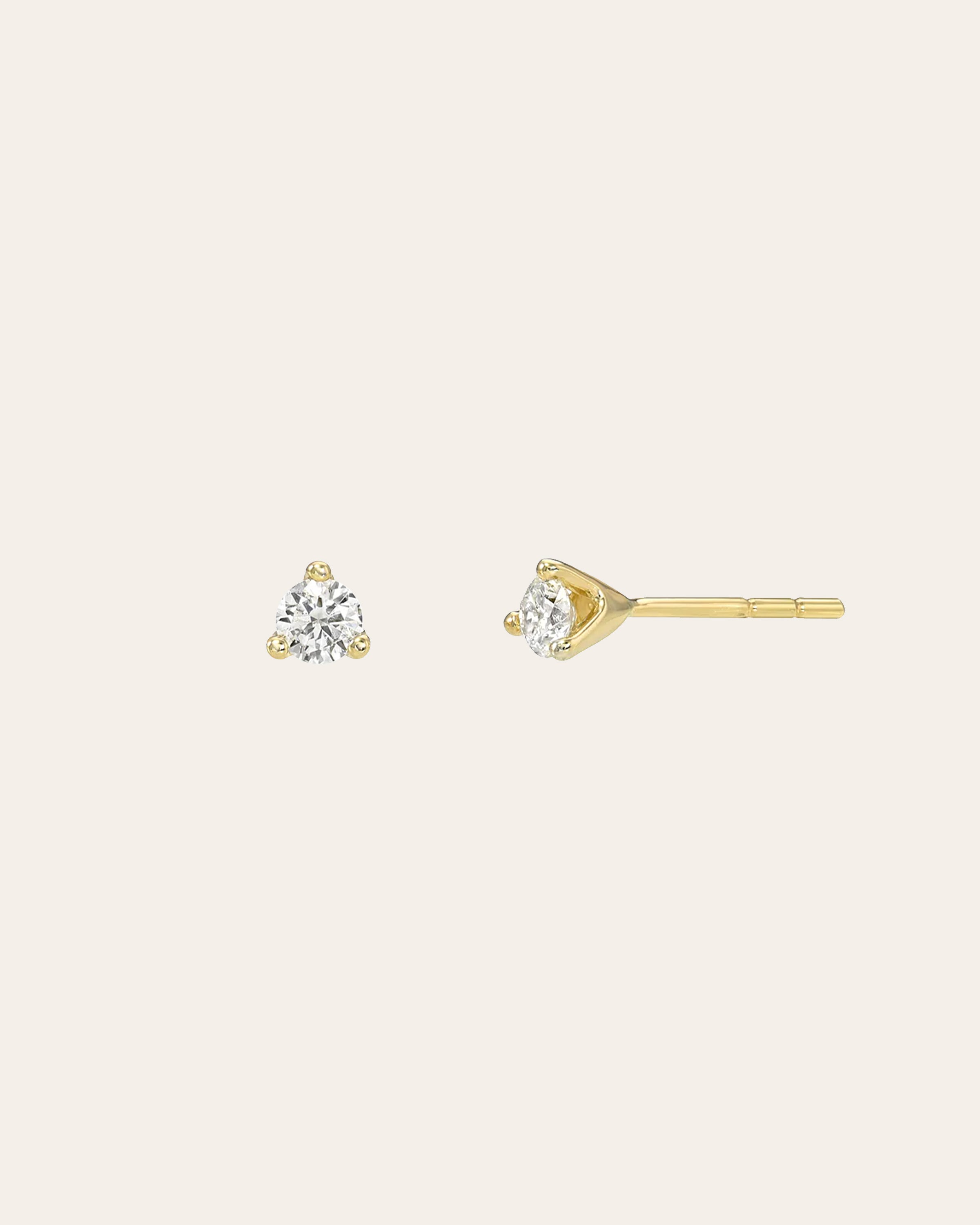 Zoe Lev 3 Prong Diamond Stud Earrings