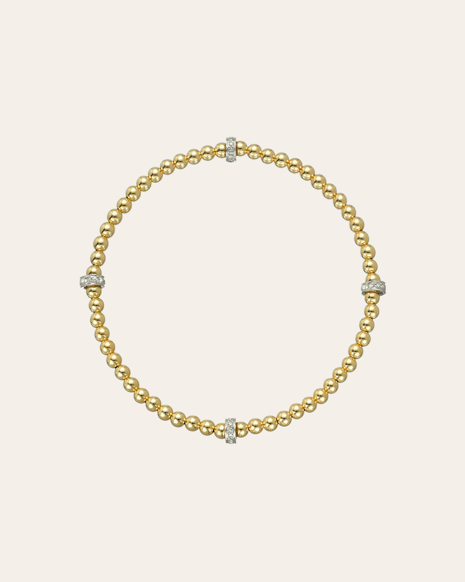 Zoe Lev 3mm Gold Segment Bead Bracelet With Diamond Bars