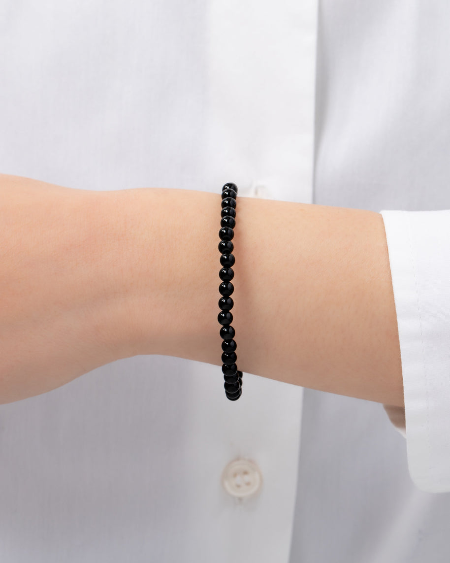 Zoe Lev 4mm Black Onyx Bead Bracelet