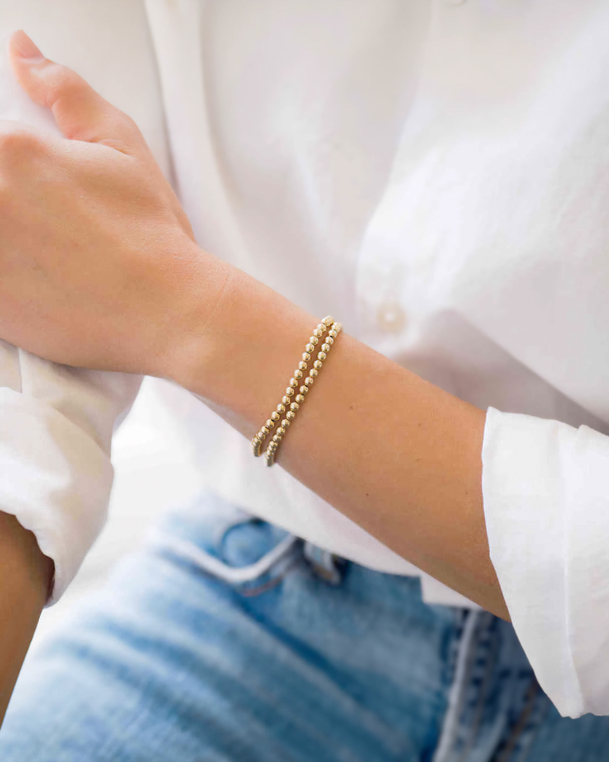 Zoe Lev 4mm Gold Bead Bracelet