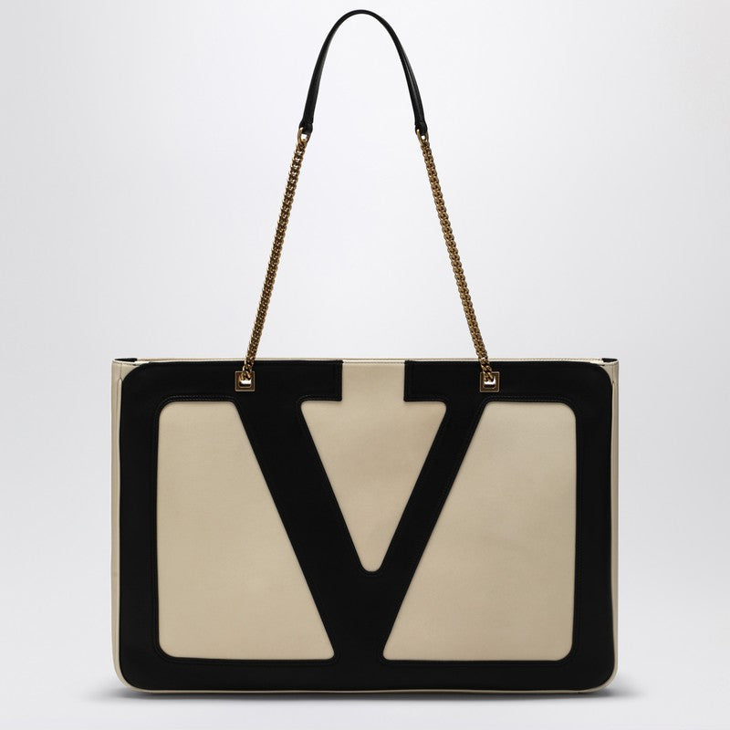 Valentino Garavani Large Viva Superstar Bag In Butter White/black