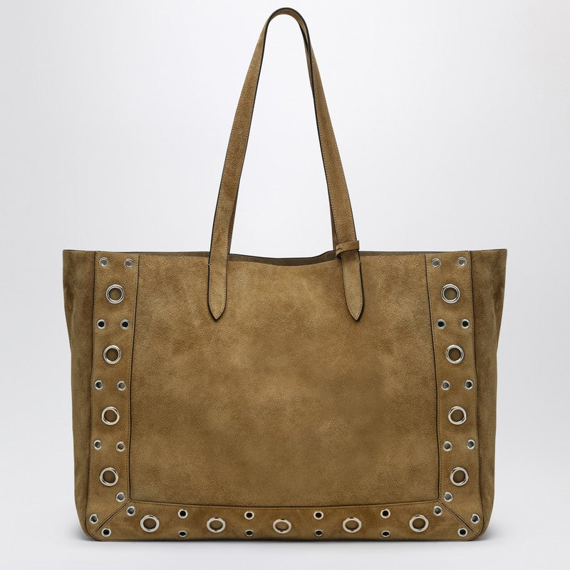 Valentino Garavani Large Nellcôte Tote Bag In Havana Suede