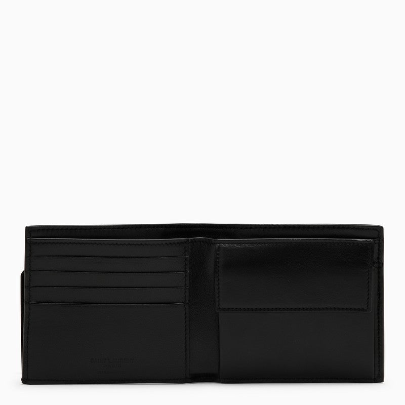 Saint Laurent Black Grained Leather East/West Wallet With Coin Purse