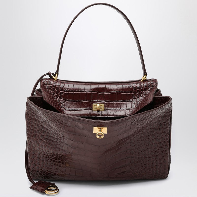 Balenciaga Cocco-print Burgundy Calfskin Medium Rodeo Bag