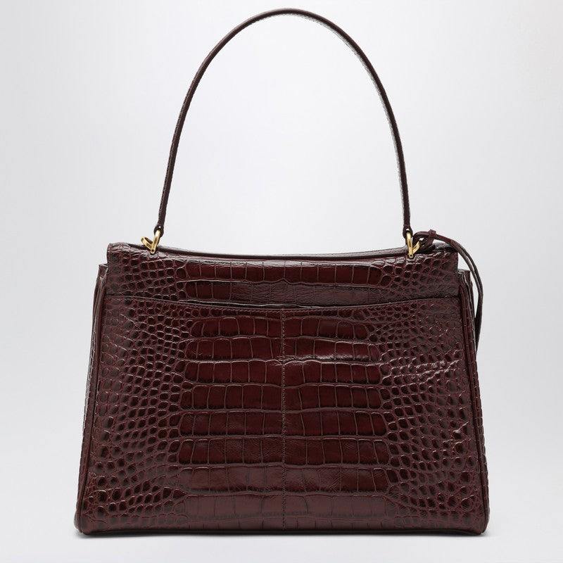 Balenciaga Cocco-print Burgundy Calfskin Medium Rodeo Bag
