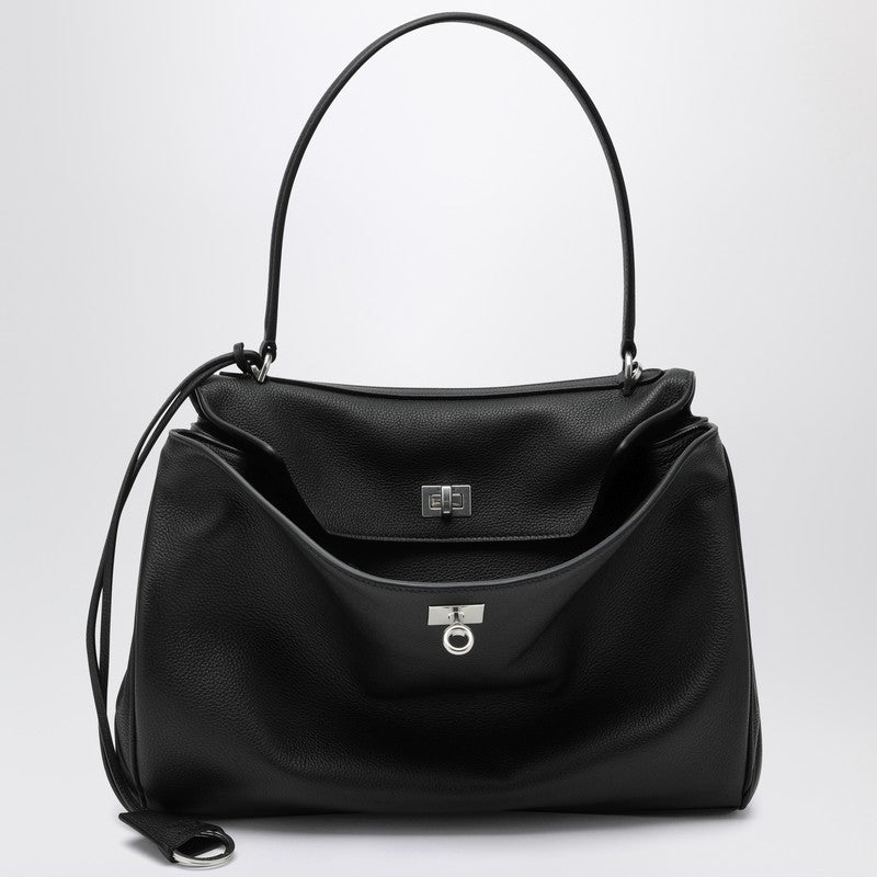 Balenciaga Medium Black Rodeo Bag In Hammered Calfskin