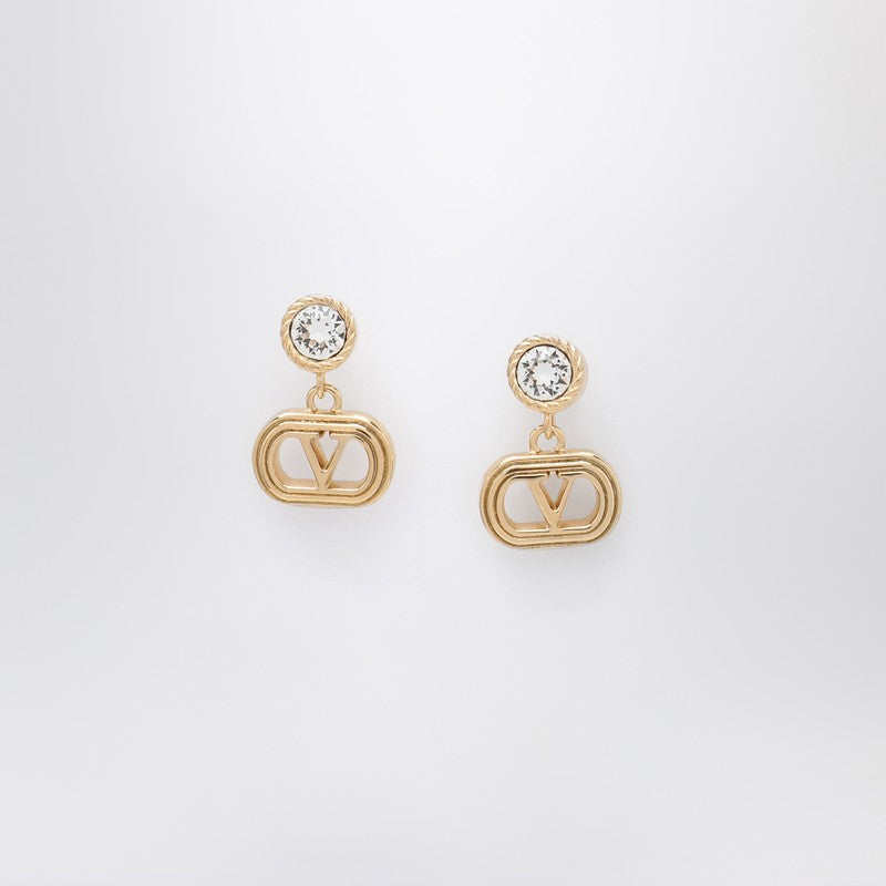 Valentino Garavani Gold Ovalette Earrings With Swarovski Crystals