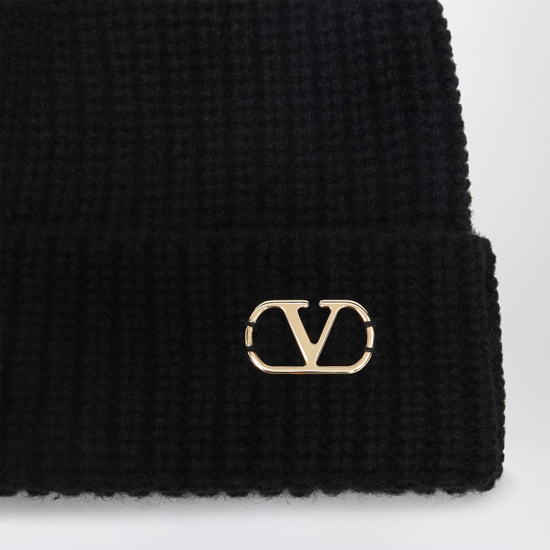 Valentino Garavani VLogo Signature Beanie Black In Cashmere