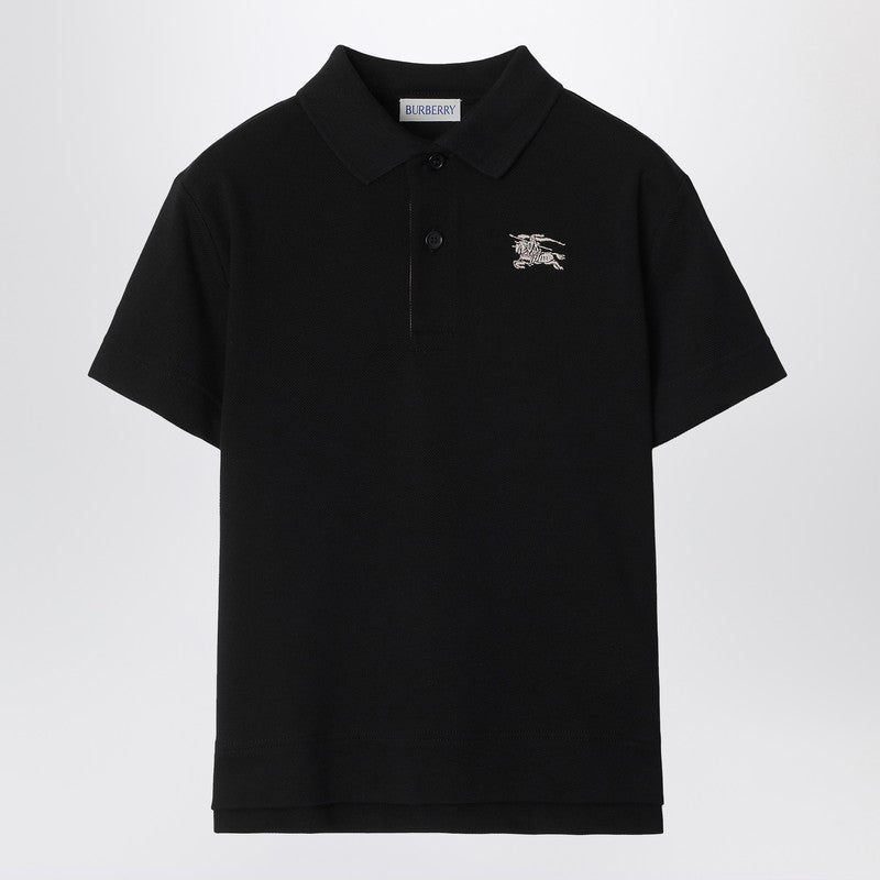Burberry Kids' Black Cotton Piqué Polo Shirt