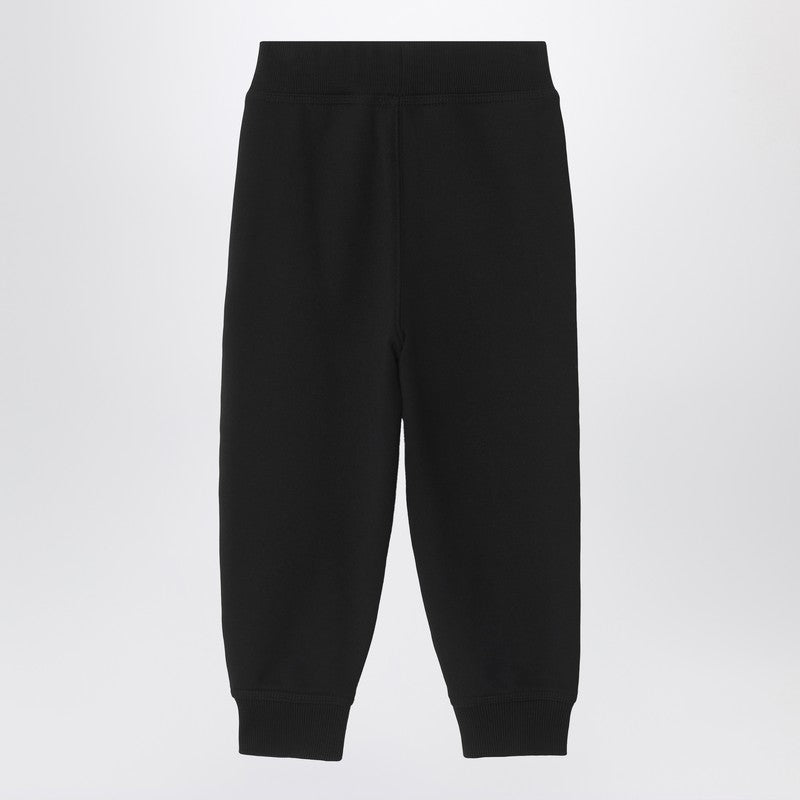 Burberry Kids' Black Jogging Trousers With Check Motif Detail