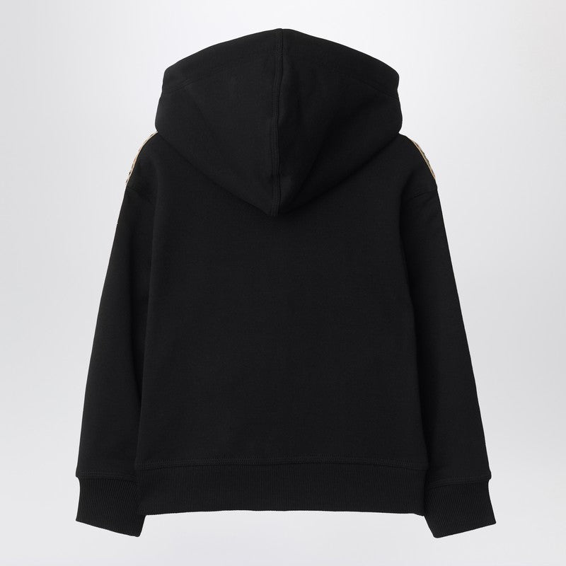 Burberry Kids' Black Sweatshirt With Check Motif Detail