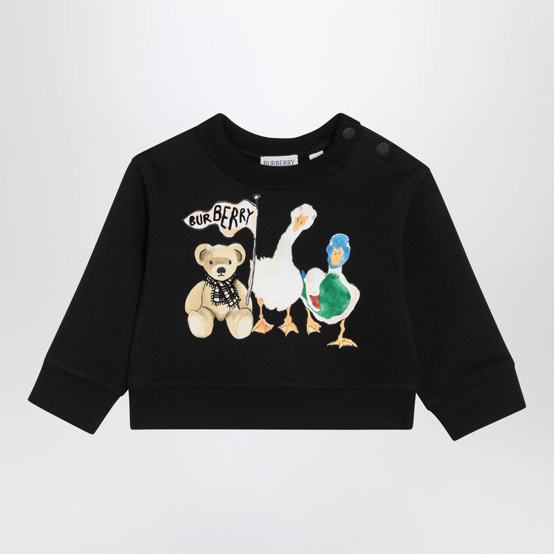 Burberry Kids' Black Sweatshirt With Thomas Bear And Friends