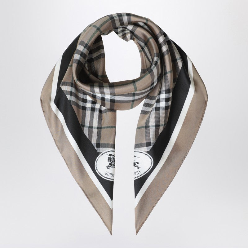 Burberry Silk Scarf Check Light Brown