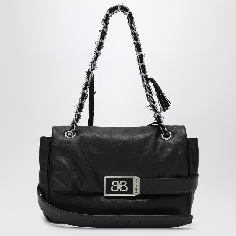 Balenciaga Medium Black Leather Shoulder Bag Modu