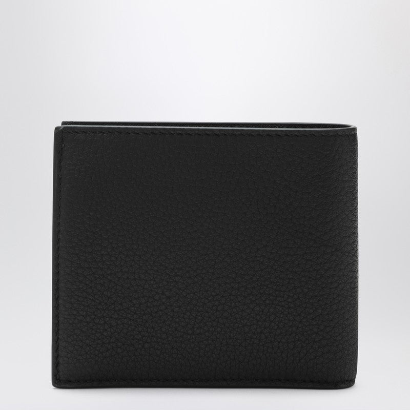 Balenciaga Black Bi-fold Credit Wallet In Hammered Leather