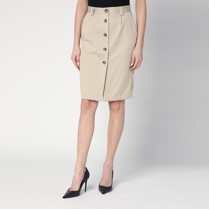 スカート ANINE BING Women Mid Skirts A 04 10733CO OMA10 BEIGE ANINE BING Beige Buttoned Pencil Skirt – Blush Lux