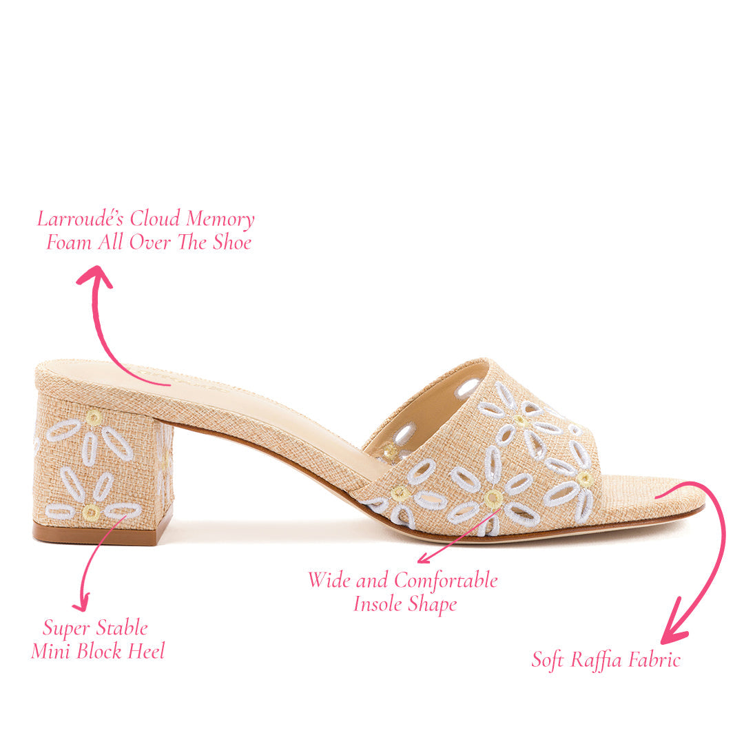 Larroude Brigitte Mule In Beige Raffia