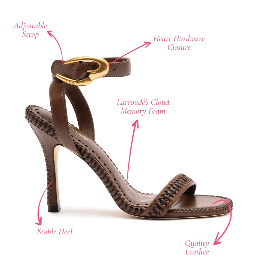 Larroude Verona Sandal In Burnt Umber Leather