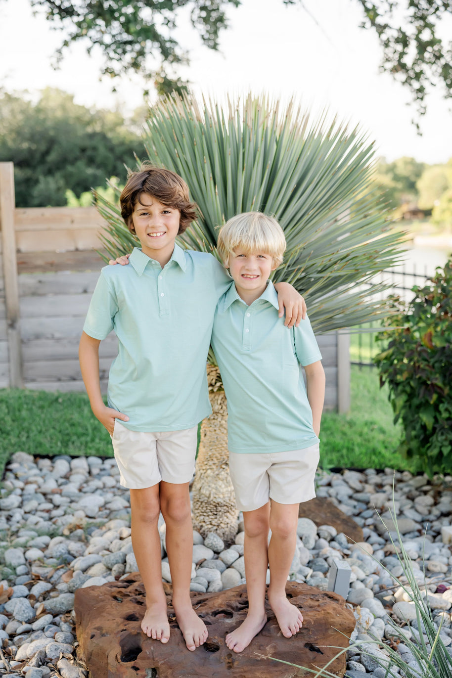 Will Boys' Performance Polo by LH Sport - Green Stripes
