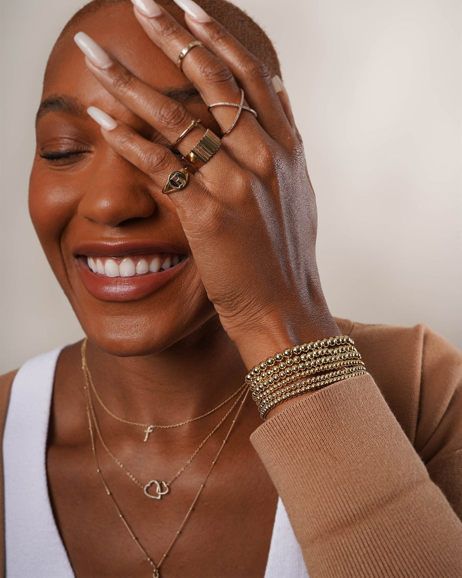 Zoe Lev 4mm Gold Bead Bracelet