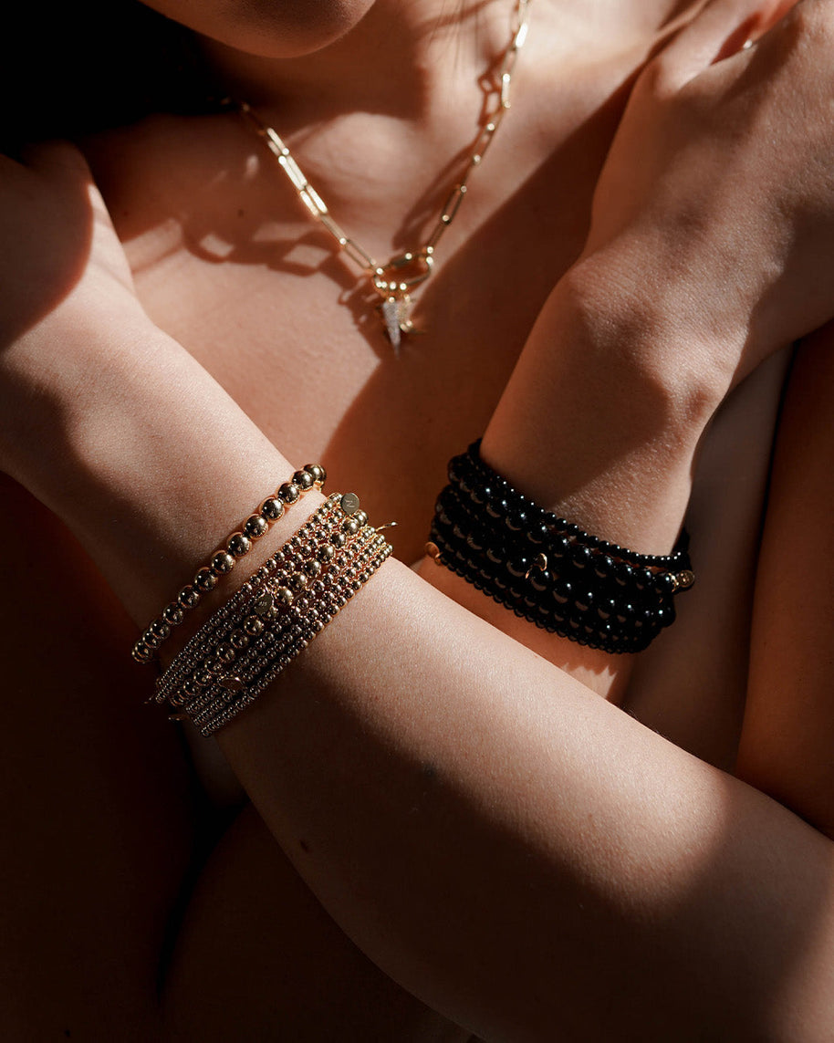 Zoe Lev 4mm Black Onyx Bead Bracelet